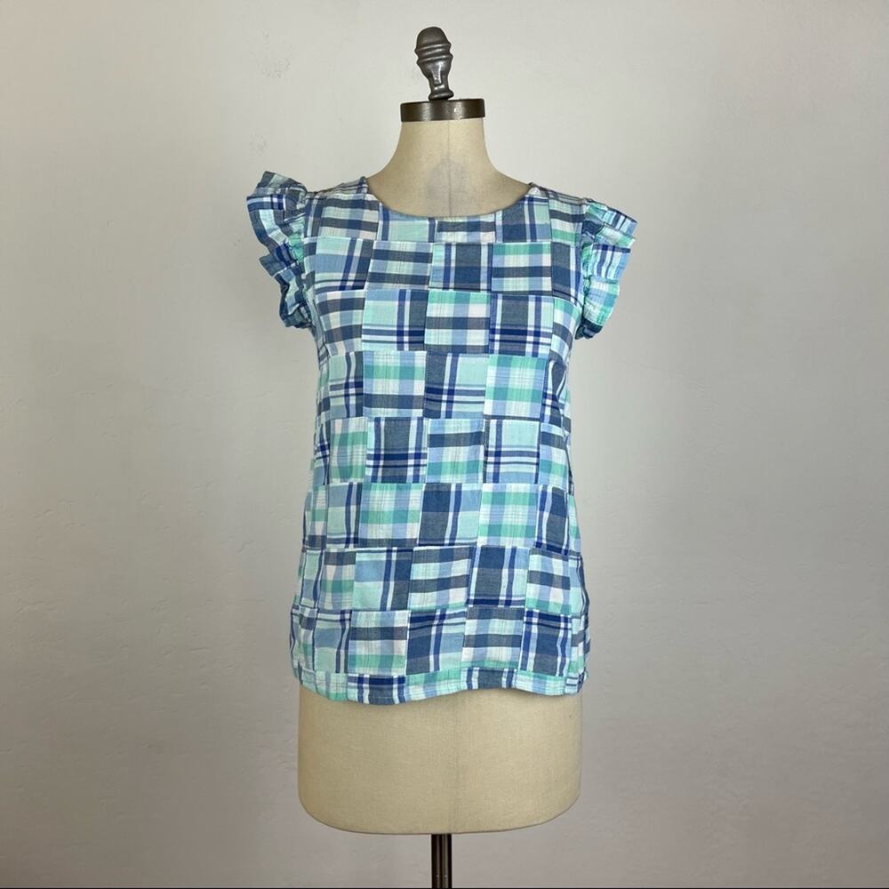 Vineyard Vines Plaid Ruffle Tank Top XXS